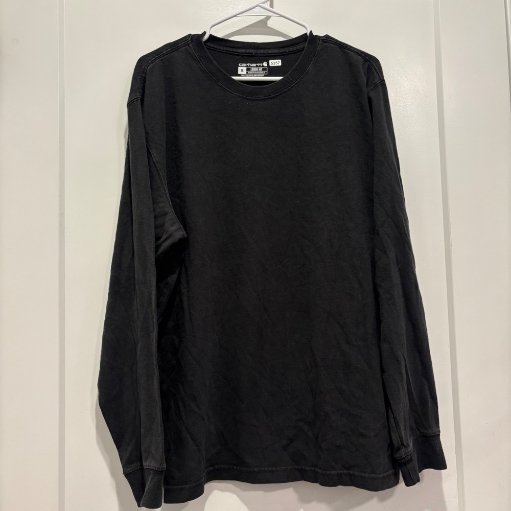 Carhartt Mens Loose Fit Long Sleeve Graphic Logo T-Shirt Black Medium 5257